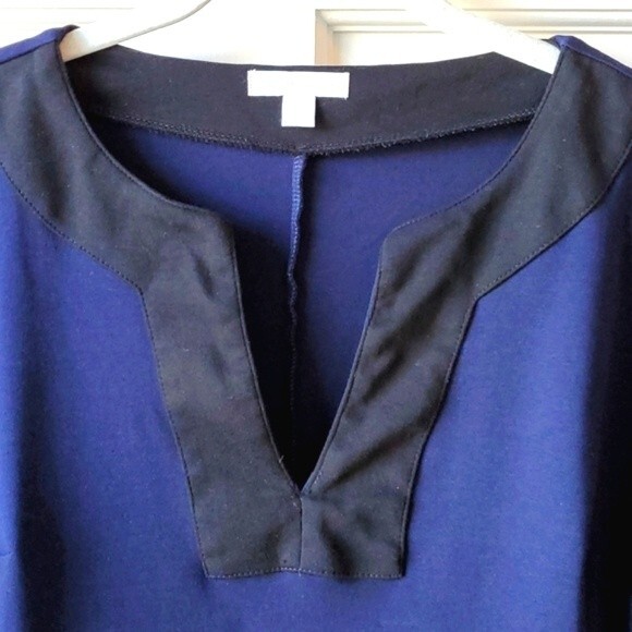 NY & COMPANY BLUE COTTON KNIT SHIFT DRESS SIZE MEDIUM POCKETS - Picture 2 of 10